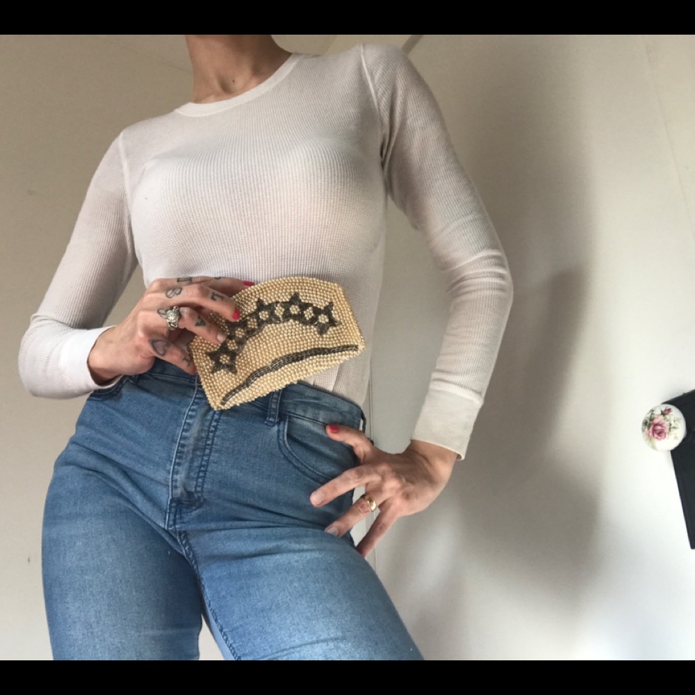 Vintage Faux Pearl/Beaded Starburst Clutch